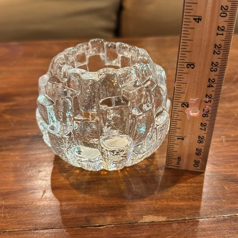 NEW IN BOX Kosta Boda Igloo Crystal Candle Holder Tea Light Sweden Clear NEW NIB